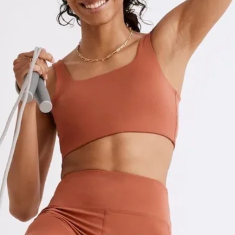 Madewell MWL Flex Square-Neck Sports Bra Weathered Brick Size 2X